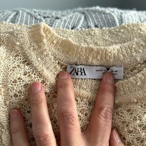 Zara, ivory, short sleeve “delicate” weave shirt